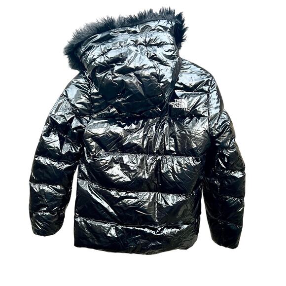 The North Face 600 Down Fill Puffer Black Detachable Hood Jacket Girls Large - Picture 3 of 9